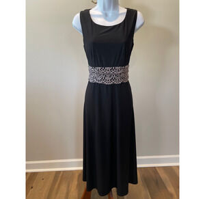 Jessica Howard Black Dress Size 12 Lace Waist Sequin Detail Sleeveless